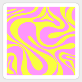 Vivid Mod Swirl Retro Abstract Pattern Neon Yellow and Pink Sticker